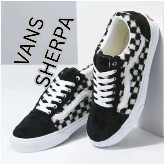Vans Old Skool unisex Sherpa Checkerboard sneakers Womens Size 9 Mens size 7.5 - Picture 1 of 7